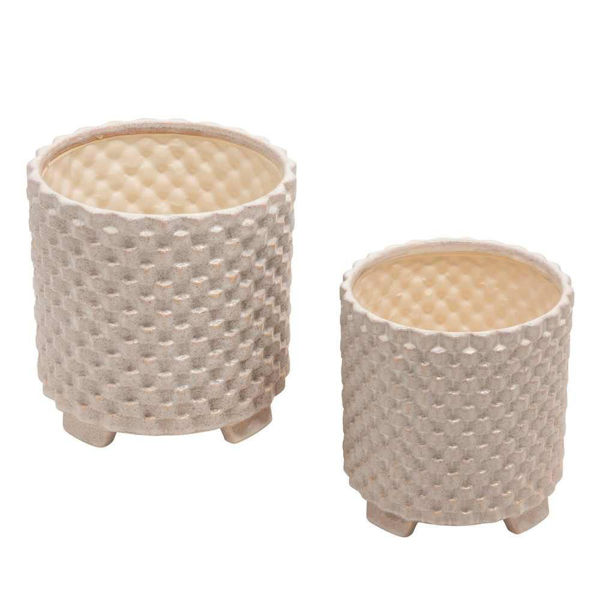Picture of Ceramic 8" and 10" Textured Footed Planter - Set o