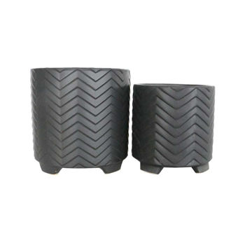 Picture of Ceramic 8" and 10" Chevron Footed Planter - Set of
