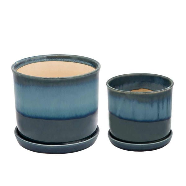 Picture of Ceramic 6" and 8" Planter with Saucer - Set of 2 -