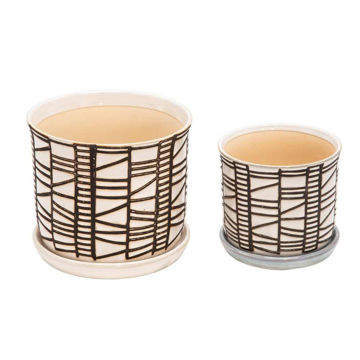 Picture of Ceramic 6" and 8" Planter with Saucer - Set of 2 -