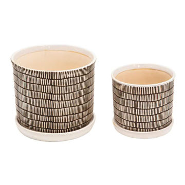 Picture of Ceramic 6" and 8" Planter with Saucer - Set of 2 -