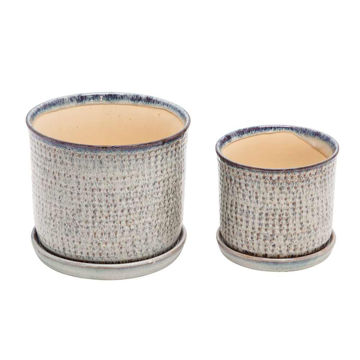 Picture of Ceramic 6" and 8" Planter with Saucer - Set of 2 -