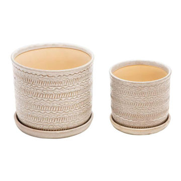 Picture of Tribal Planter with Saucer 6" and 8" - Set of 2 -