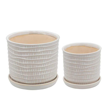 Picture of Textured Planter with Saucer 6" and 8" - Set of 2