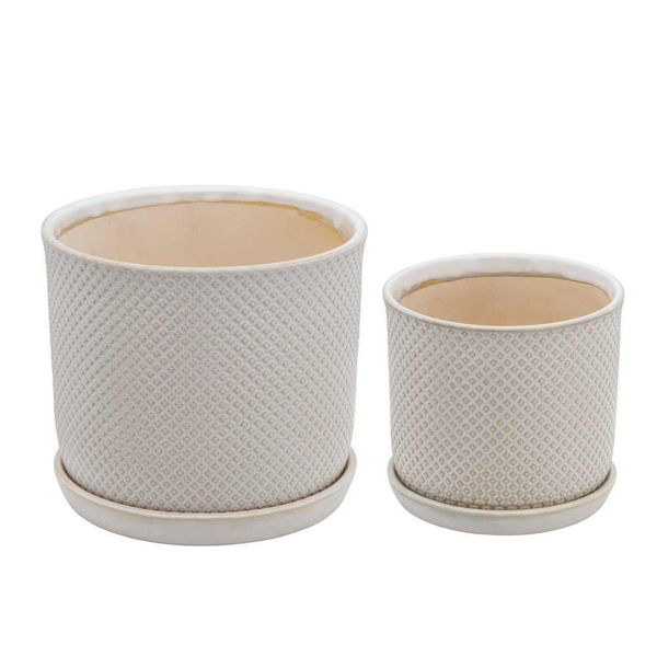 Picture of Square Dot Planter with Saucer 6" and 8" - Set of