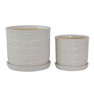 Picture of Tribal Planter with Saucer 6" and 8" - Set of 2 -