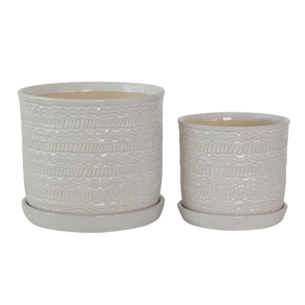 Picture of Tribal Planter with Saucer 6" and 8" - Set of 2 -
