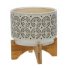 Picture of Ceramic 7" Swirl Planter on Stand - Ivory