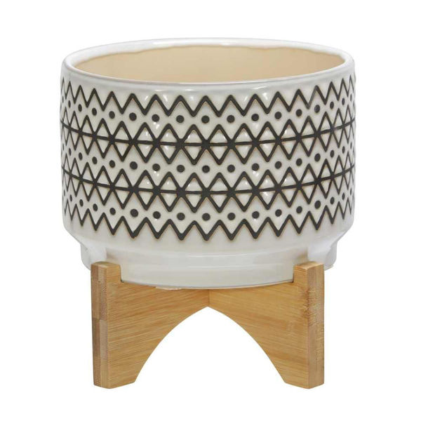 Picture of Ceramic 7" Abstract Planter on Stand - Ivory