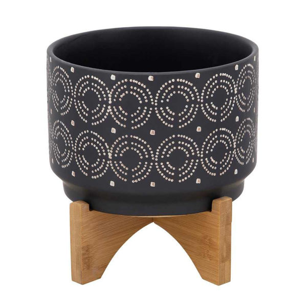 Picture of Swirl 7" Planter on Stand - Black