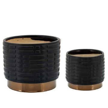 Picture of Maze Metallic 6" and 8" Planters - Set of 2 - Blac