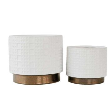 Picture of Mesh metallic 6" and 8" Planters - Set of 2 - Whit