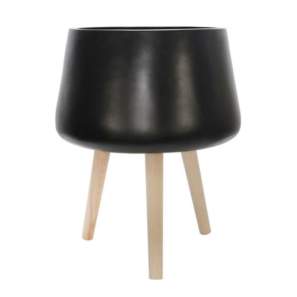 Picture of Planter with Wood Legs 18" - Matte Black