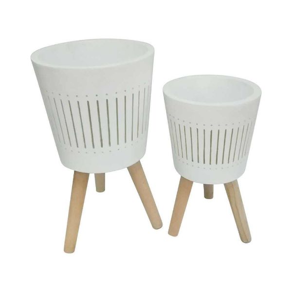 Picture of Planters with Wood Legs 10" and 12" - Set of 2 - W
