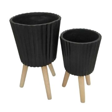 Picture of Ridged Planter with Wood Legs 10" and 12" - Set of