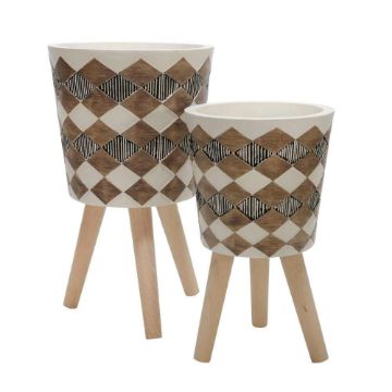 Picture of Diamond Planter with Wood Legs 10" and 12" - Set o