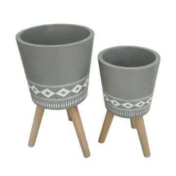Picture of Diamond Planter with Wood Legs 10" and 12" - Set o