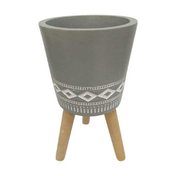Picture of Diamond 16" Planter with Wood Legs - Gray