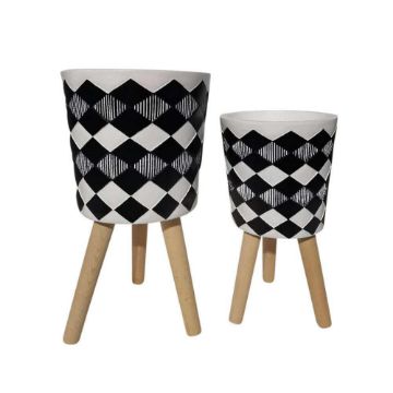 Picture of Diamond Planters with Wood Legs 10" and 12" - Set