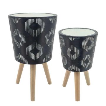Picture of Diamond Planters with Wood Legs 10" and 12" - Set