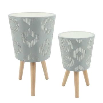 Picture of Diamond Planters with Wood Legs 10" and 12" - Set