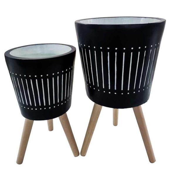 Picture of Planters with Wood Legs 10" and 12" - Set of 2 - N