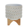 Picture of Ceramic 8" Planter on Wooden Stand - Ivory
