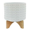 Picture of Dotted 11" Planter with Stand - White