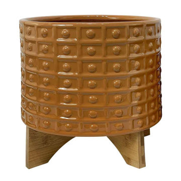 Picture of Ceramic 11" Dotted Planter with Stand - Golden Mus