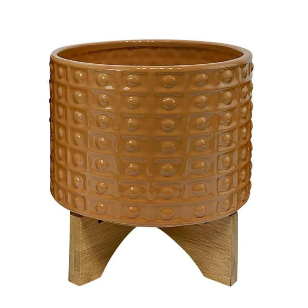 Picture of Ceramic 8" Dotted Planter with Stand - Golden Must