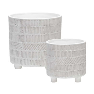 Picture of Tribal Look Footed Planter 6" and 8" - Set of 2 -