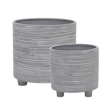 Picture of Footed Planter with Lines 6" and 8" - Set of 2 - G