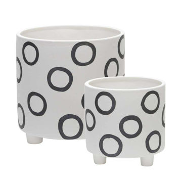 Picture of Footed Planter with Circles 6" and 8" - Set of 2 -