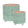 Picture of Checkered Footed Planter 6" and 8" - Set of 2 - Gr