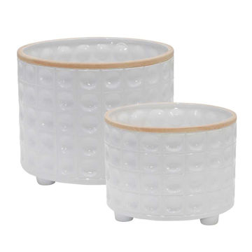 Picture of Ceramic Dimpled Footed Planter 10" and 12" - Set o
