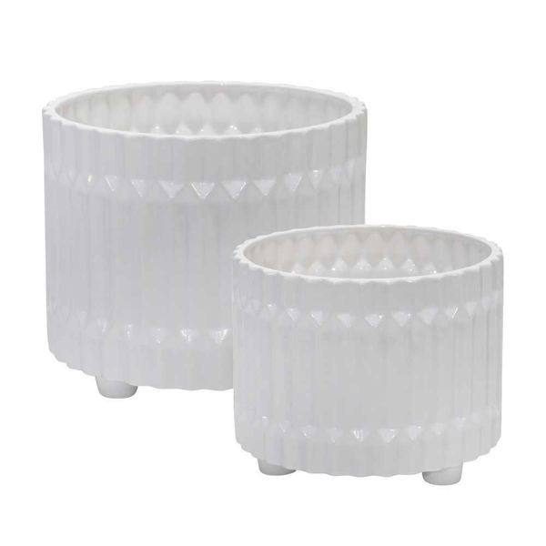 Picture of Ceramic Fluted Planter with Feet 10" and 12" - Set