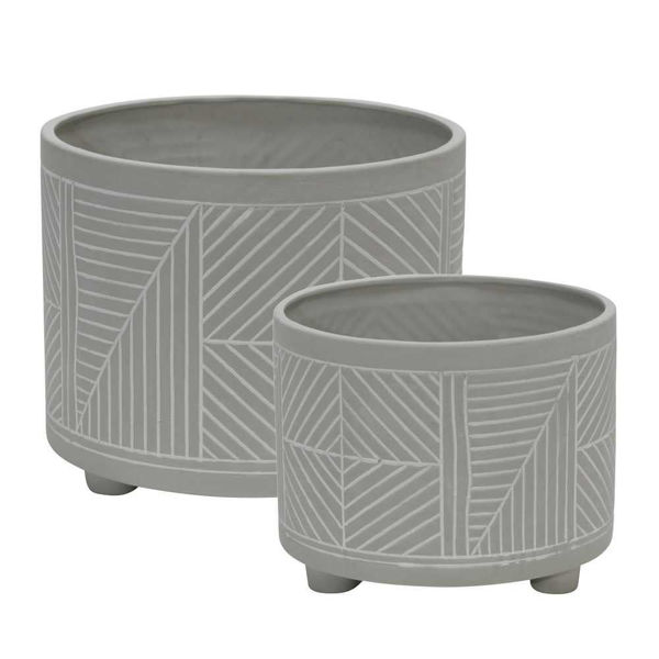 Picture of Ceramic Diamond Footed Planter 10" and 12" - Set o