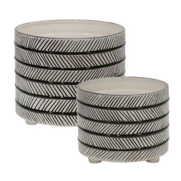 Picture of Ceramic Diamond Footed Planter 10" and 12" - Set o