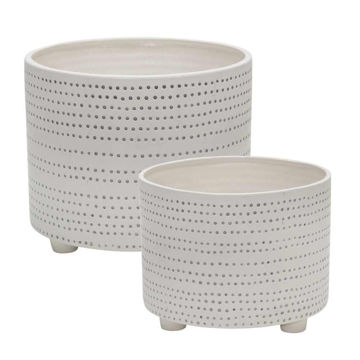Picture of Ceramic Footed Planter with Dots 10" and 12" - Set