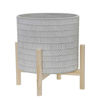 Picture of Ceramic 12" Tribal Planter with Wood Stand - Beige