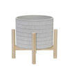 Picture of Ceramic 8" Tribal Planter with Wood Stand - Beige