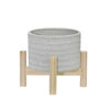 Picture of Ceramic 6" Tribal Planter with Wood Stand - Beige