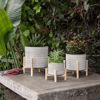 Picture of Ceramic 6" Tribal Planter with Wood Stand - Beige