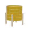 Picture of Ceramic 12" Striped Planter with Wood Stand - Yell