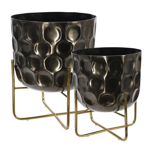 Picture of Metal 12" and 15" Hammered Planter - Set of 2 - Gu