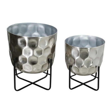 Picture of Metal 12" and 15" Hammered Planter - Set of 2 - Si