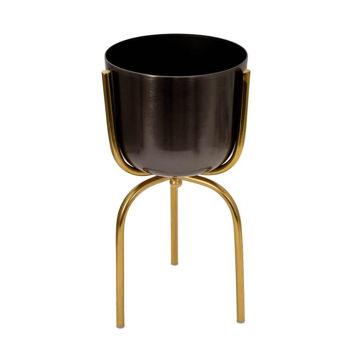 Picture of Metal 20" Planter on Tripod - Gunmetal and Gold