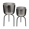 Picture of Metal 20" Planter on Tripod - Silver and Black