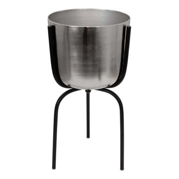 Picture of Metal 25" Planter on Tripod - Silver and Black