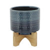 Picture of Dotted 6" Planter with Wood Stand - Blue